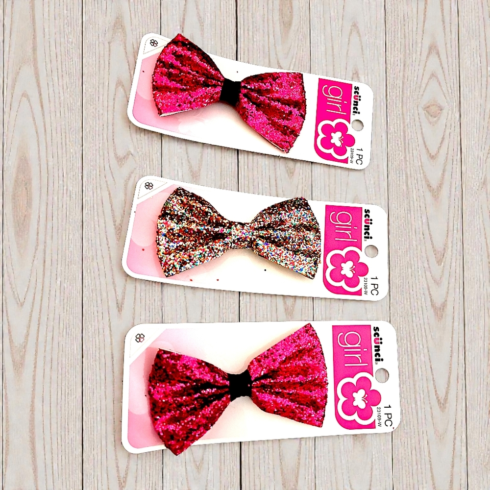 💗 Scünci Glitter Hair Bows (3-Pack Bundle)